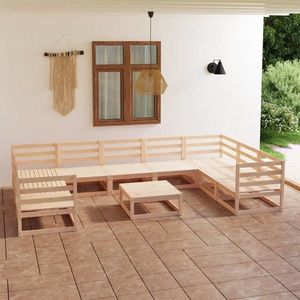 vidaXL Set mobilier de grădină, 10 piese, lemn masiv de pin imagine