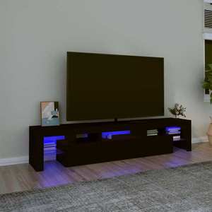 vidaXL Comodă TV cu lumini LED, negru, 200x36, 5x40 cm imagine
