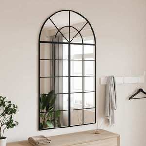 vidaXL Oglindă de perete, negru, 80x140 cm, arcuită, fier imagine