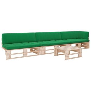 vidaXL Set mobilier de grădină cu perne, 4 piese, lemn verde tratat imagine