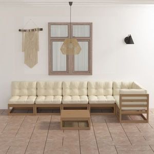 vidaXL Set mobilier de grădină cu perne, 7 piese, lemn masiv pin imagine