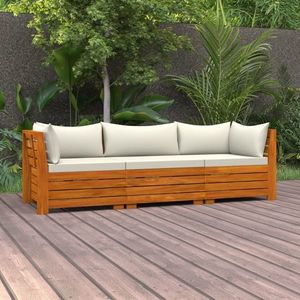 vidaXL Canapea de grădină cu 3 locuri, cu perne, lemn masiv de acacia imagine