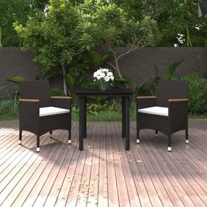 vidaXL Set mobilier de grădină cu perne, 3 piese, poliratan și sticlă imagine