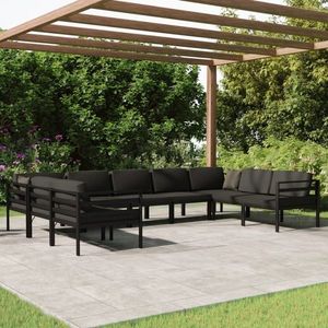 vidaXL Set mobilier de grădină cu perne, 9 piese, antracit, aluminiu imagine