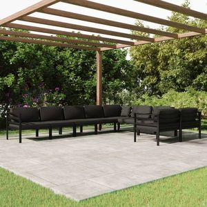 vidaXL Set mobilier de grădină cu perne, 9 piese, antracit, aluminiu imagine
