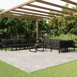 vidaXL Set mobilier de grădină cu perne, 11 piese, antracit, aluminiu imagine