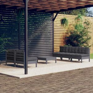 vidaXL Set mobilier grădină cu perne antracit, 6 piese, lemn masiv pin imagine