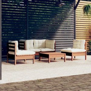 vidaXL Set mobilier grădină cu perne, 5 piese, lemn masiv de pin imagine