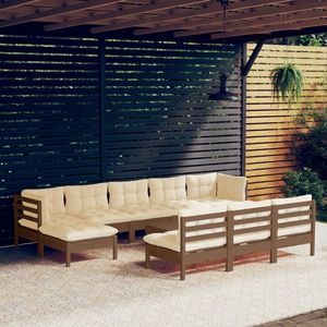 vidaXL Set mobilier relaxare grădină perne 11piese lemn pin maro miere imagine