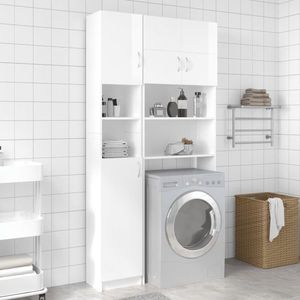 vidaXL Set dulap mașina de spălat, alb extralucios, lemn prelucrat imagine