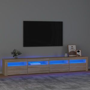 vidaXL Comodă TV cu lumini LED, stejar sonoma, 240x35x40cm imagine