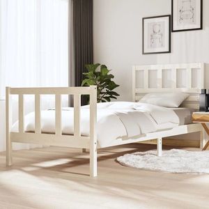 vidaXL Cadru de pat, alb, 90x200 cm, lemn masiv imagine