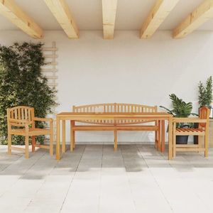 Set mobilier de exterior, 4 piese, lemn masiv de tec imagine