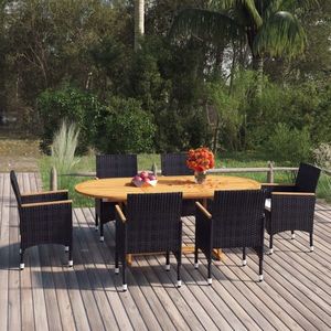 vidaXL Set de mobilier pentru grădină, 7 piese, negru, poliratan imagine