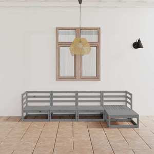 vidaXL Set mobilier de grădină, 5 piese, gri, lemn masiv de pin imagine