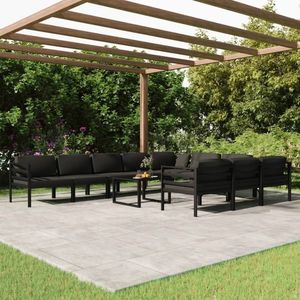 vidaXL Set mobilier de grădină cu perne, 11 piese, antracit, aluminiu imagine