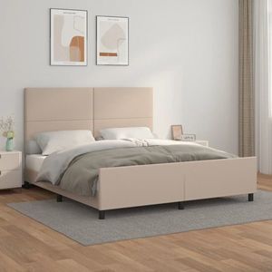 vidaXL Cadru de pat cu tăblie, cappuccino, 180x200 cm, piele ecologică imagine
