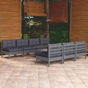 vidaXL Set mobilier de grădină cu perne antracit, 8 piese, lemn de pin imagine