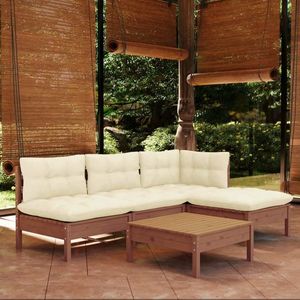 vidaXL Set mobilier grădină cu perne, 5 piese, maro miere, lemn de pin imagine