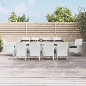 vidaXL Set mobilier de grădină cu perne, 11 piese, alb, poliratan imagine