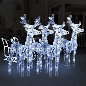 vidaXL Decorațiune de Crăciun cu reni și sanie, 240 LED-uri, acril imagine