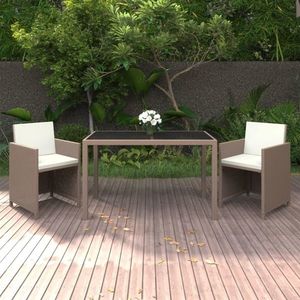 vidaXL Set mobilier grădină cu perne, 3 piese, bej, poliratan imagine