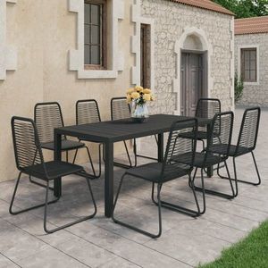 vidaXL Set mobilier de grădină, 9 piese, negru, ratan PVC imagine