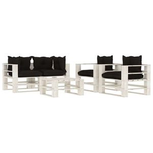 vidaXL Set mobilier de grădină din paleți cu perne negre, 5 piese, lemn imagine
