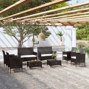 vidaXL Set mobilier de grădină, 8 piese, negru, poliratan imagine