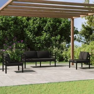 vidaXL Set mobilier de grădină cu perne, 4 piese, antracit, aluminiu imagine