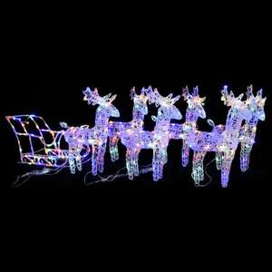 vidaXL Decorațiune de Crăciun reni și sanie 320 LED-uri acril imagine