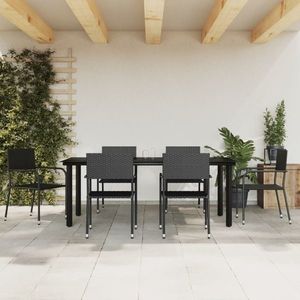 vidaXL Set mobilier de grădină, 7 piese, negru, poliratan și oțel imagine
