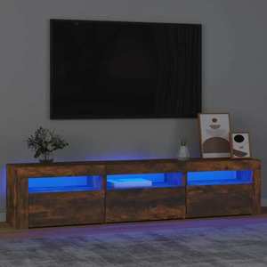 vidaXL Comodă TV cu lumini LED, stejar fumuriu, 180x35x40 cm imagine