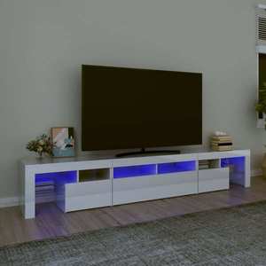 vidaXL Comodă TV cu lumini LED, alb extralucios, 230x36, 5x40cm imagine