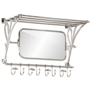 vidaXL Suport bagaj cu umerașe/oglindă, montat pe perete, aluminiu imagine
