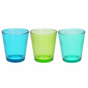 Set 3 pahare din sticla Golf Summer, Tognana, 340 ml, sticla, verde/albastru imagine