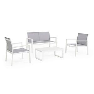Set mobilier de gradina 4 piese Kallen, Bizzotto, aluminiu/textilena 2x1, alb imagine