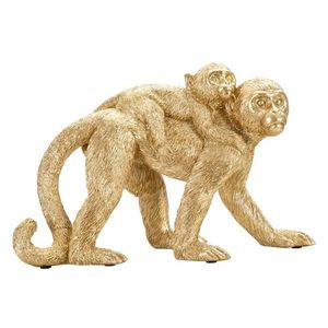 Decoratiune Monkey Mom, Mauro Ferretti, 29.5x11.5x18.5 cm, polirasina, auriu imagine