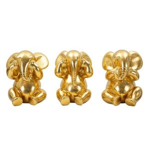 Set 3 decoratiuni Elephant, Mauro Ferretti, 15.5x20.5 cm, polirasina, auriu imagine
