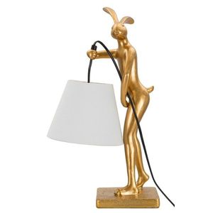 Lampa de masa Rabbit Stand, Mauro Ferretti, 1 x E14, 40W, 26x16x47 cm, polirasina/fier/textil, auriu/alb imagine