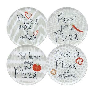 Set 4 platouri pizza Cinzia V5, Andrea Fontebasso, 33 cm, portelan, multicolor imagine