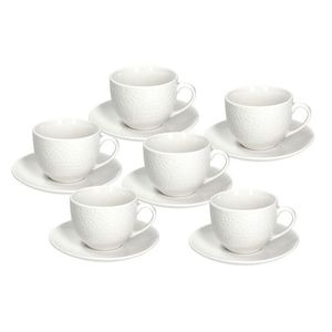 Set 6 cesti de ceai cu farfurie Golf, Tognana Porcellane, 270 ml, portelan, alb imagine