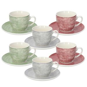 Set 6 cesti de ceai cu farfurie Iris Petra, Tognana Porcellane, 200 ml, portelan New Bone China, multicolor imagine