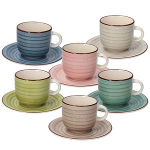 Set 6 cesti de ceai cu farfurie Louise Urban Pastel, Tognana Porcellane, 220 ml, ceramica, multicolor imagine