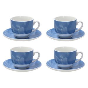 Set 4 cesti de cafea cu farfurie Sfera, Andrea Fontebasso, 250 ml, portelan, albastru imagine