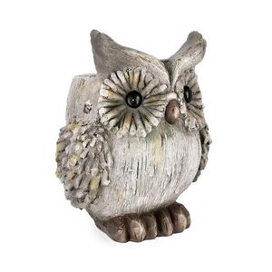 Decoratiune de gradina Owl Florent, Bizzotto, 25x22x31 cm, magneziu, gri imagine