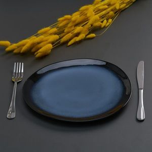 Set 4 farfurii ovale Serenity, Heinner Ø21 cm, ceramica, albastru/negru imagine