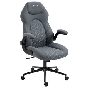 Scaun de birou ergonomic Vinsetto cu înălțime reglabilă și cotiere rabatabile, scaun înclinabil cu 5 roți, 65, 5x69, 5x112-122cm, gri închis | Aosom RO imagine