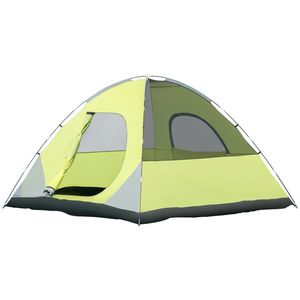 Outsunny Cort de Camping pentru 3-4 Persoane, Cort Impermeabil și Rezistent la UV, 3x3x1.8m, Galben și Gri imagine