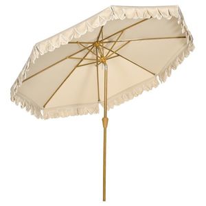 Outsunny Umbrela pentru gradina cu inclinare si manivela, Umbrela de exterior pentru masa cu acoperis dublu, kaki | AOSOM RO imagine